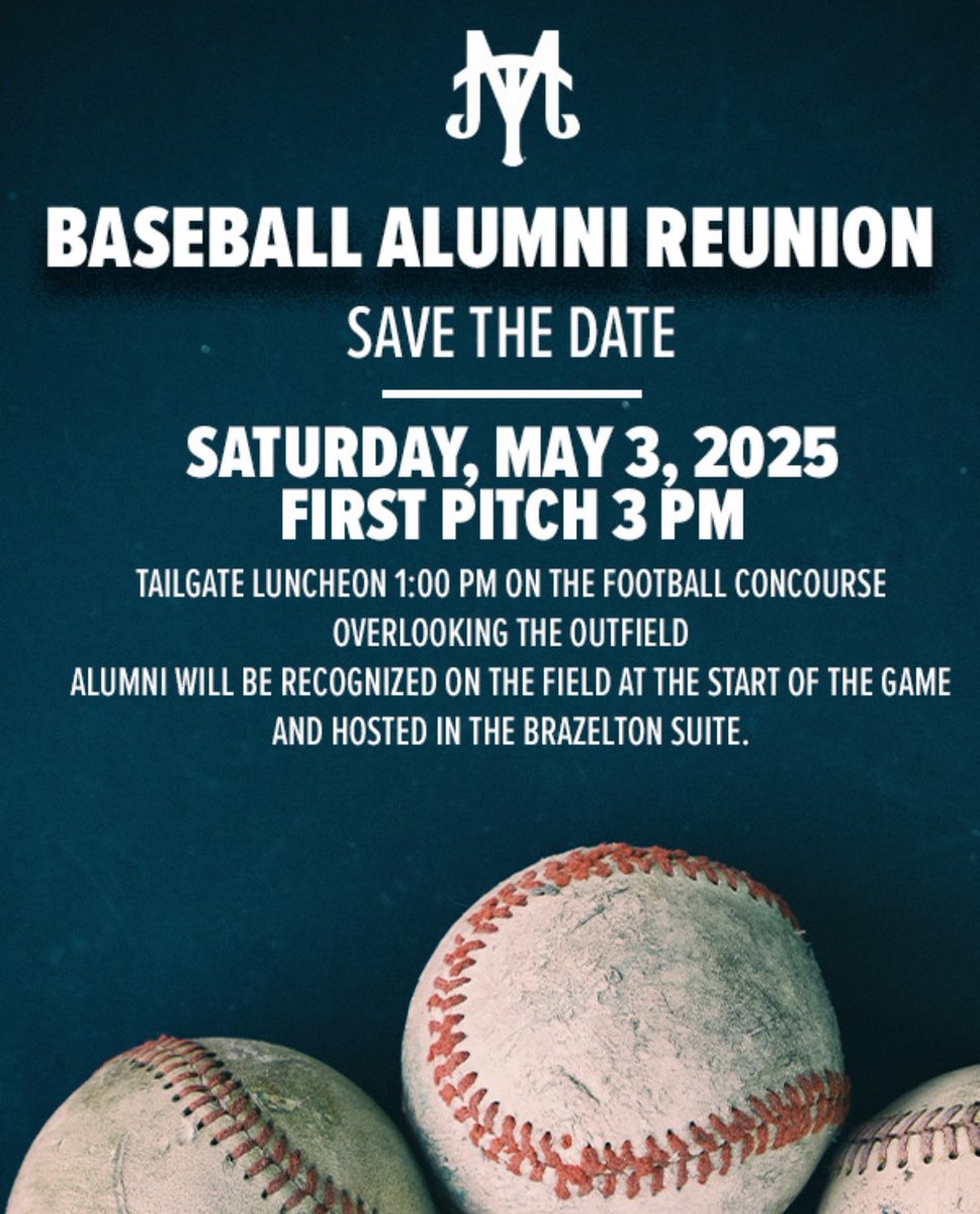 Calling all MT Baseball Alumni 🚨

The 2025 Reunion will take place on Saturday, May 3!

RSVP at mtsubraa.com/event/baseball…