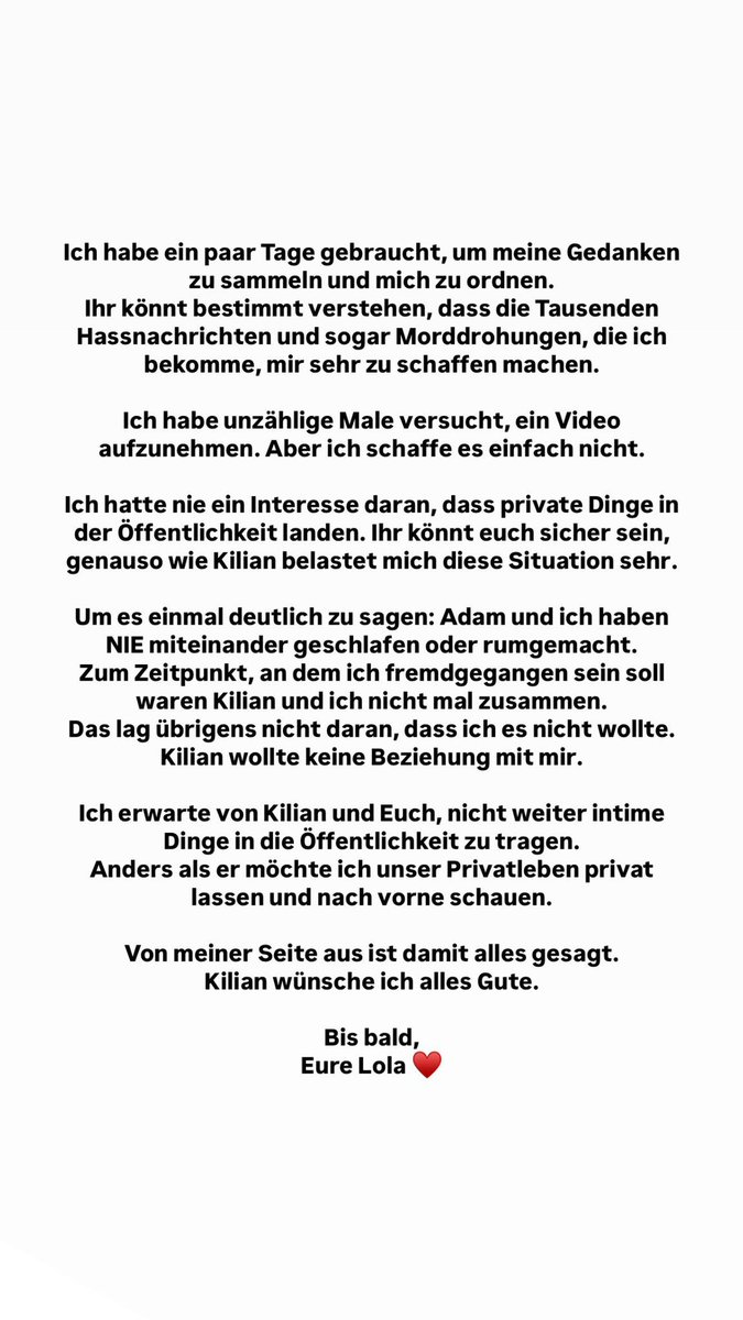 Ok, also laut Lola war tatsächlich nie was zwischen ihr und Skyline, jetzt bin ich gespannt ob Tanzverbot sich nochmal dazu äußern wird, da er ja meinte dass er nicht als Lügner aus der Thematik hervorgehen wird