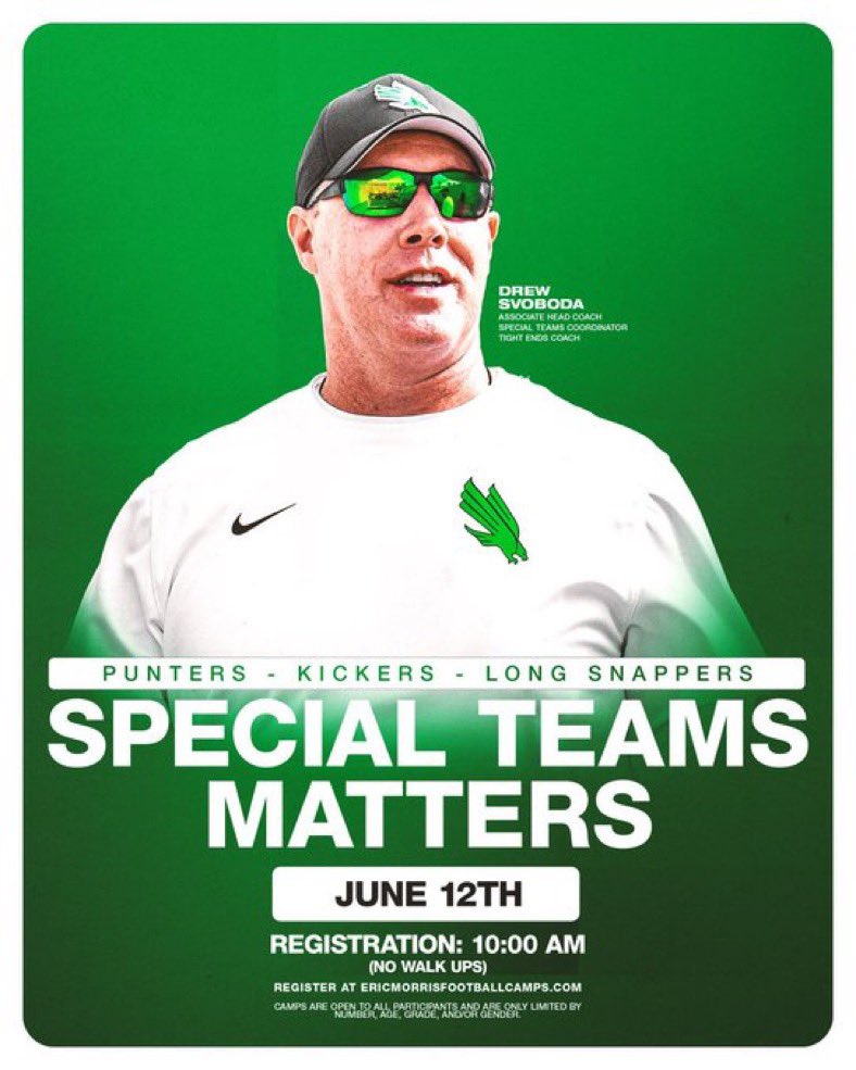 Hunter (@huntercrowkick) on Twitter photo Thank you <a href="/Coach_Conwell/">Dan Conwell</a> to the <a href="/MeanGreenFB/">UNT Football</a> specialist camp. I am beyond excited to attend. 🦅
<a href="/KohlsKicking/">Kohl's Kicking Camps</a>
<a href="/CoachBCarroll6/">Bryson Carroll</a>
<a href="/RTexada/">Coach Texada</a>
<a href="/CoachB_Miller/">Barron Miller</a>
<a href="/CoachGravesR1T1/">Coach Graves</a>
<a href="/Coach_Francis99/">Kevin Francis</a>
<a href="/Coach_ParhamII/">Richard Parham II</a>
<a href="/KohlsKicking/">Kohl's Kicking Camps</a> Thank you <a href="/Coach_Conwell/">Dan Conwell</a> to the <a href="/MeanGreenFB/">UNT Football</a> specialist camp. I am beyond excited to attend. 🦅
<a href="/KohlsKicking/">Kohl's Kicking Camps</a>
<a href="/CoachBCarroll6/">Bryson Carroll</a>
<a href="/RTexada/">Coach Texada</a>
<a href="/CoachB_Miller/">Barron Miller</a>
<a href="/CoachGravesR1T1/">Coach Graves</a>
<a href="/Coach_Francis99/">Kevin Francis</a>
<a href="/Coach_ParhamII/">Richard Parham II</a>
<a href="/KohlsKicking/">Kohl's Kicking Camps</a>