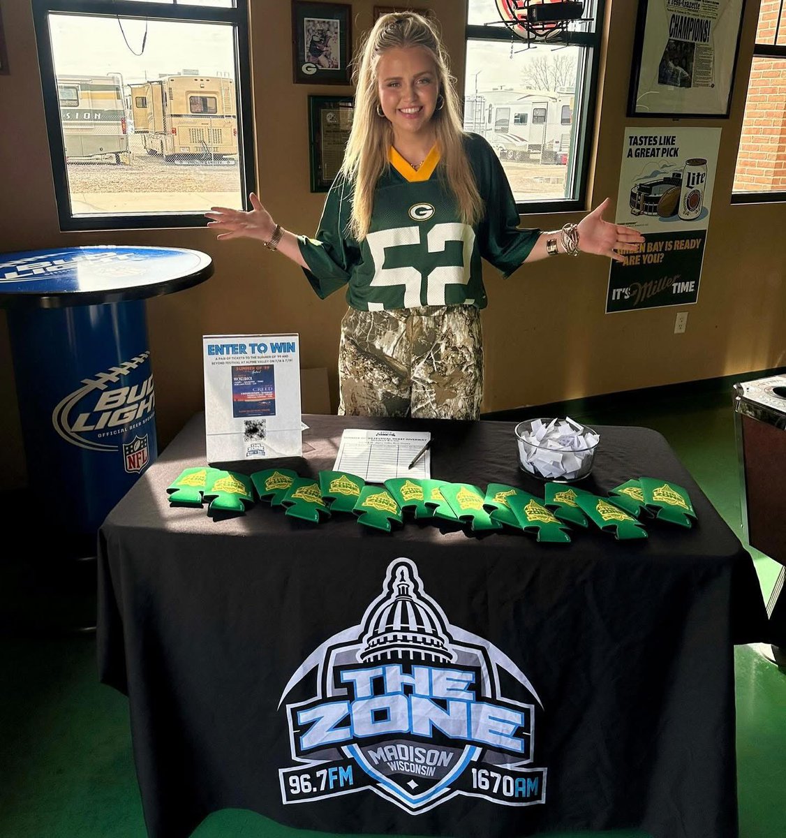 The Zone (@zonemadison) on Twitter photo TOUCHDOWN IN GREEN BAY
We are all set up at Burkel’s One Block Over. Stop by for The <a href="/Bill_Michaels/">Bill Michaels</a> Show live, special Zone Draft koozies, and your chance to win Creed & Nickelback tickets 🙌
Can't wait to see you soon! TOUCHDOWN IN GREEN BAY
We are all set up at Burkel’s One Block Over. Stop by for The <a href="/Bill_Michaels/">Bill Michaels</a> Show live, special Zone Draft koozies, and your chance to win Creed & Nickelback tickets 🙌
Can't wait to see you soon!