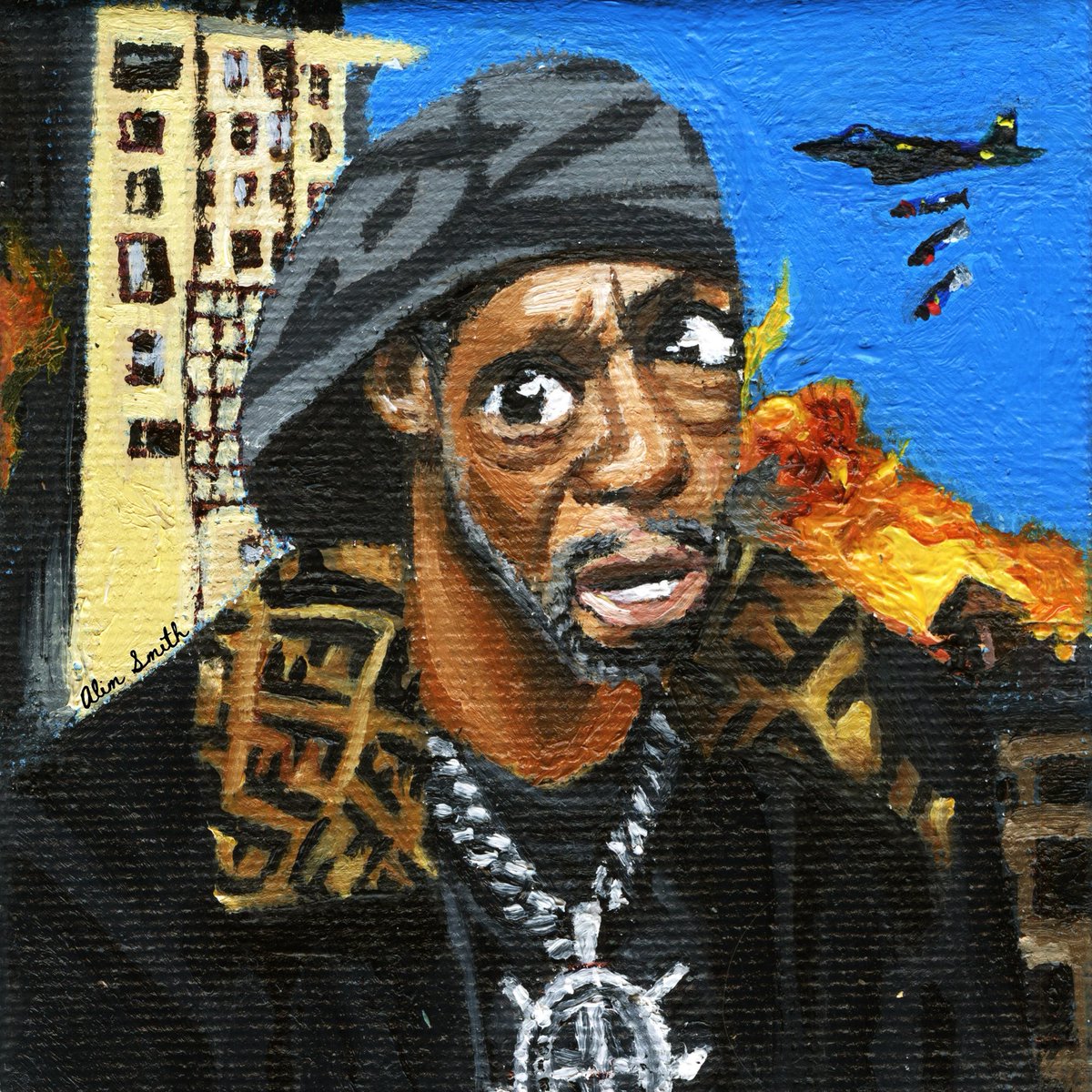 yesterdaynite's tweet image. #Katt Williams - I have a reason to be scared 
3 x 3 
Oil on canvas 
Sold #tbt
——————-
Take your rabbit ass down in two weekends…….