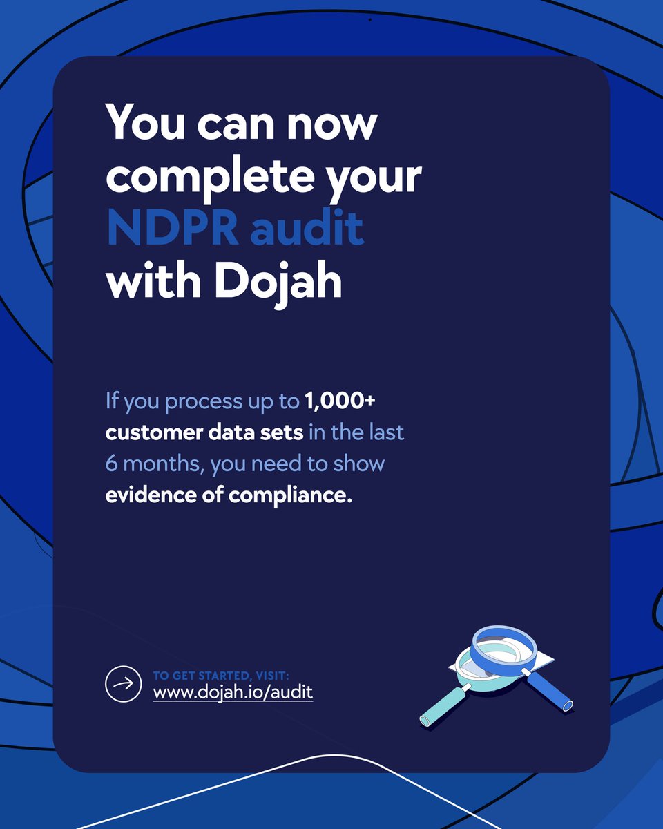 If you process over 1,000+ data sets in the last 6 months? You’re required to comply with NDPC regulations. 

Non-compliance can cost you up to 10 million naira in fines.

See if this applies to your business

→ Start your audit today at dojah.io/audit