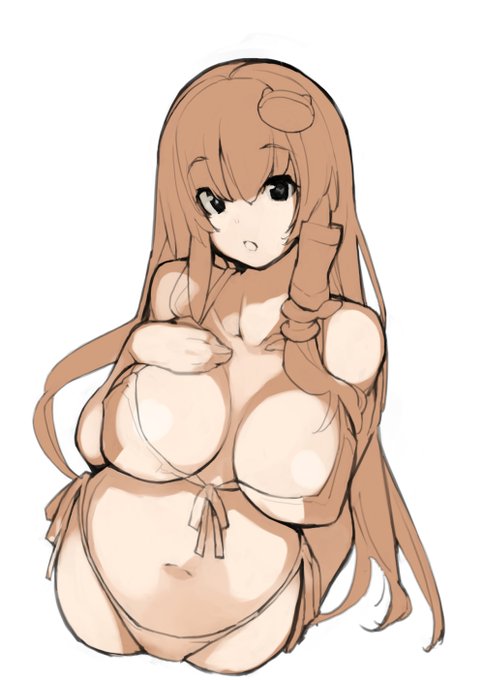 イラスト本に未収録だった顔の一部を微調整した水着早苗の下地塗りのみ→線画、フルカラー版はpixivの方にアップしました😊 