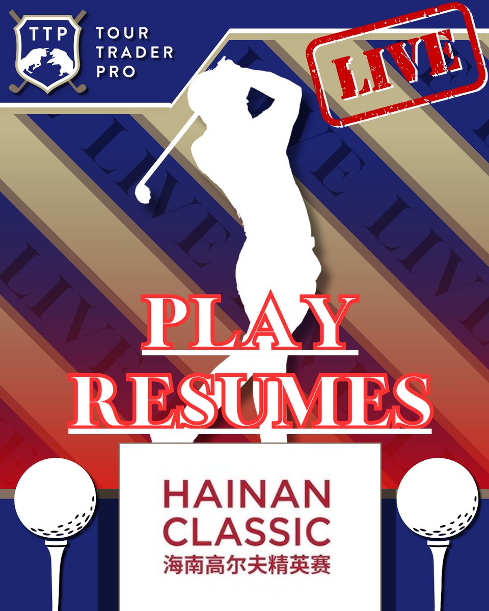 TraderTour's tweet image. The Hainan Classic's weather suspension is cleared as play resumes.

Trading continues at tourtraderpro.com
#HainanClassic #GolfTrading #TradeTheGame #GolfAsia