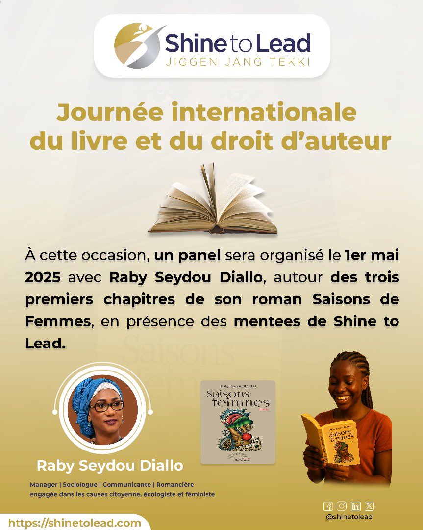 shinetolead_'s tweet photo. 📚 [23 AVRIL – JOURNÉE INTERNATIONALE DU LIVRE ET DU DROIT D’AUTEUR]

Chez Shine To Lead, nous croyons en la puissance des mots et en l’audace des filles.

#ShineToLead #JournéeDuLivre #SaisonsDeFemmes #MentoratFéminin #VoixDesFemmes #LectureEngagée #LittératureAfricaine https://t.co/bfnJx88tei