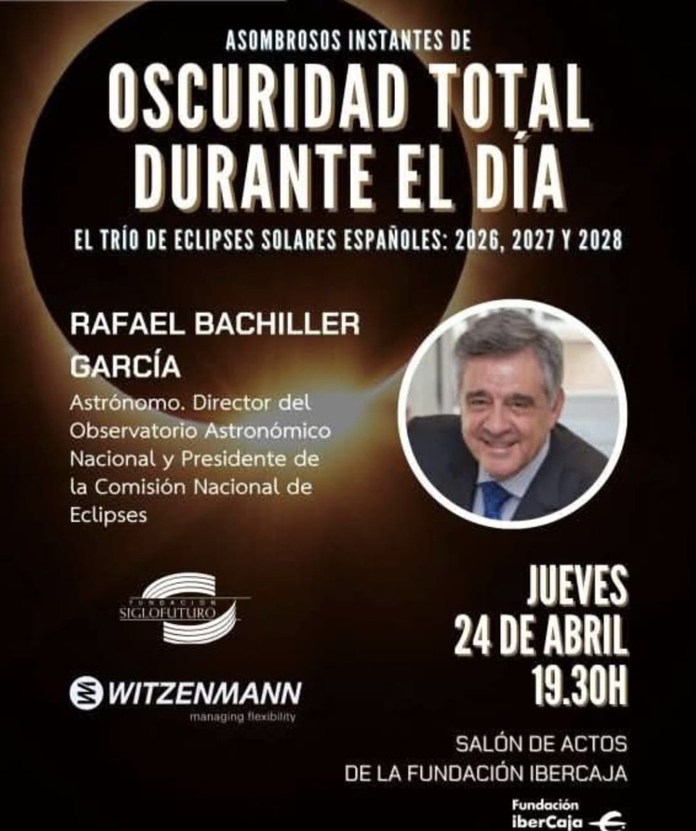 Si estás por #Guadalajara, si te interesa la astronomía y 
te intriga la "magia" de los #eclipses, ven a pasar un buen rato entre amigos esta tarde. 

Presentaremos todo sobre los sensacionales #eclipses españoles de 2026, 27 y 28. 🌞🌒🌚

Unos fenómenos que asombrarán a España !