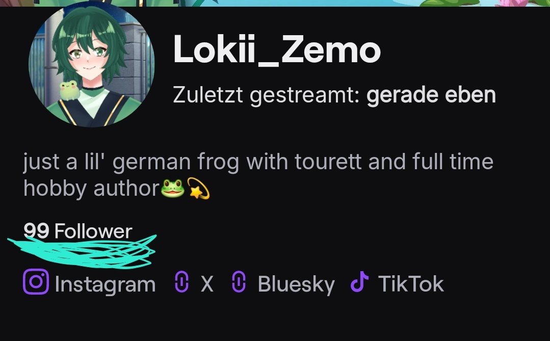 Oha nur noch einer und dann habe ich tatsächlich die 100 Follower geknackt🐸✨️

Habt ihr irgendwelche Wünsche zu dem kommenden 100 Follower Stream?

#Vtuber #GERVtuber