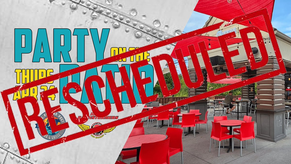 Tonight's Party on the Patio at The Pelican Post Bar &amp; Grille has been RESCHEDULED for Thursday, May 15 due to weather! 🌧 Stay dry!