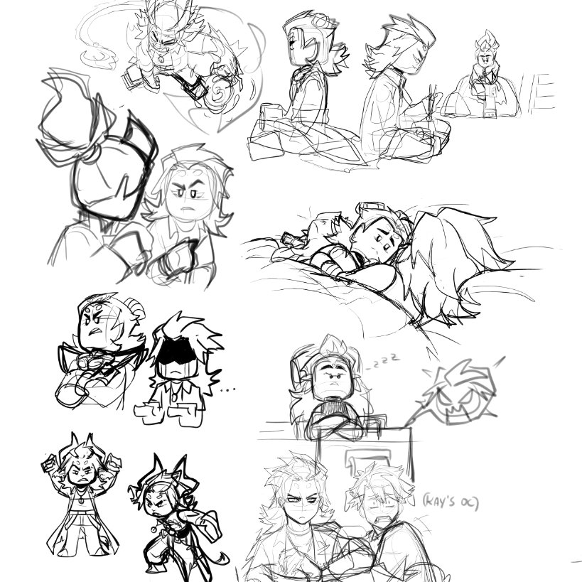 some fav thingies I did for my red acc, a something I'm still working on and didn't post there yet and some oc scribbles hhh