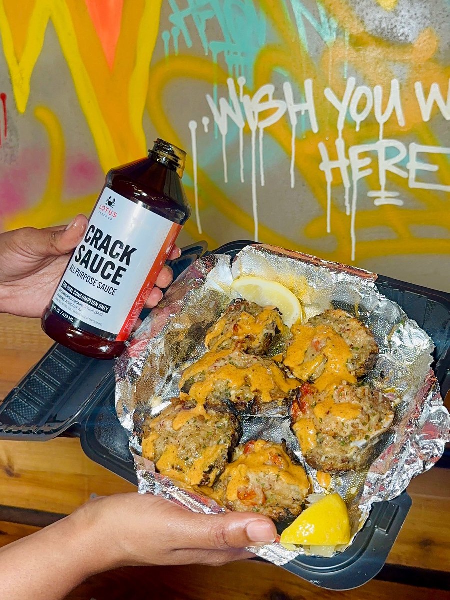 Drenched &amp; dripping in crack sauce.  Ready to get messy? 😏 
.
.
📸 Oyster Crackafella available at all Stafford and Bissonnet ONLY. 
.
.
#CrackSauceAddict #OysterCrackafellas #LotusSeafood #HoustonFoodie