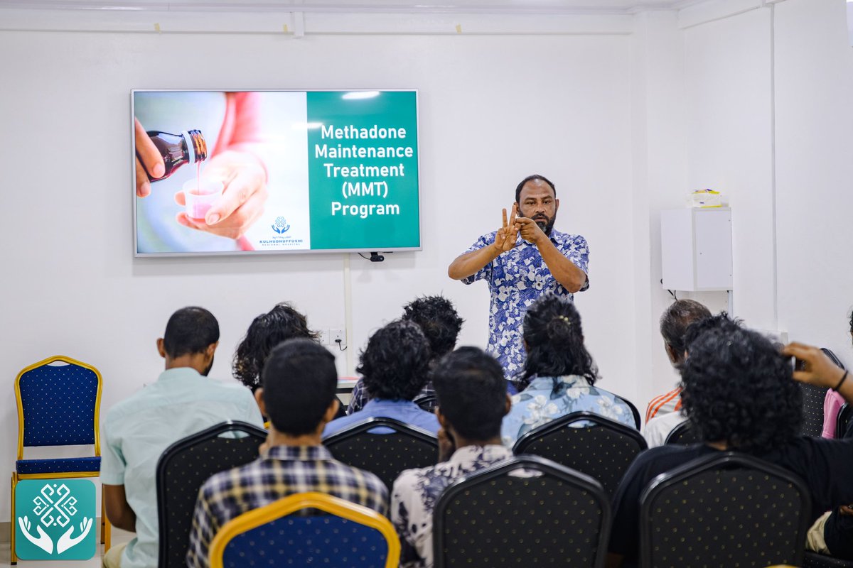 KRHmv's tweet photo. Deputy Chief Executive Officer, Ahmed Faiz Hassan attended the orientation session held for the 4th Batch of Methadone Maintenance Treatment (MMT) Program. The session was facilitated by Community Health Officer and Superintendent at the MMT Program. MMT Program is a joint initiative of KRH, @NDA_MV, and the @kfcitycouncil 

@MoHmv 
@governmentmv 
@presidencymv