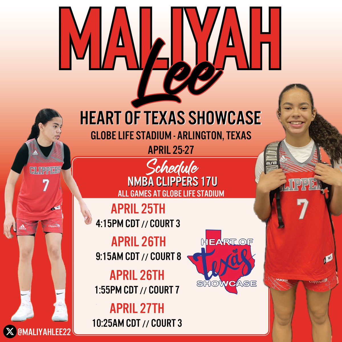 MaliyahLee22's tweet photo. My Heart of Texas Showcase Schedule❗️ https://t.co/IYz1RcCQUI