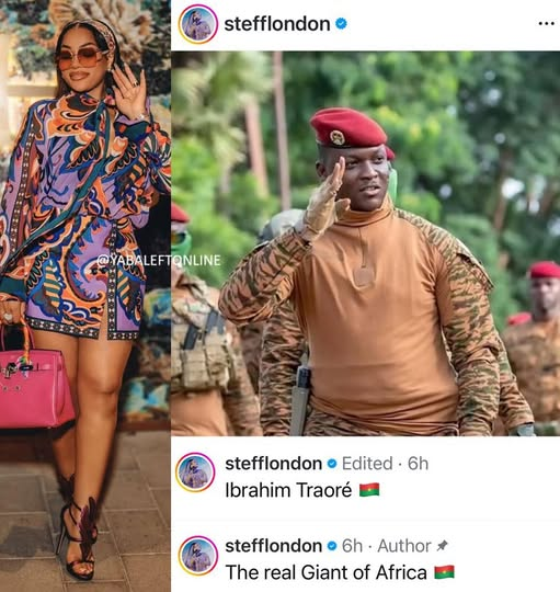 Burna Boy’s ex, Stefflon Don, says Burkina Faso’s military leader, Ibrahim Traoré, is the real Giant of Africa.