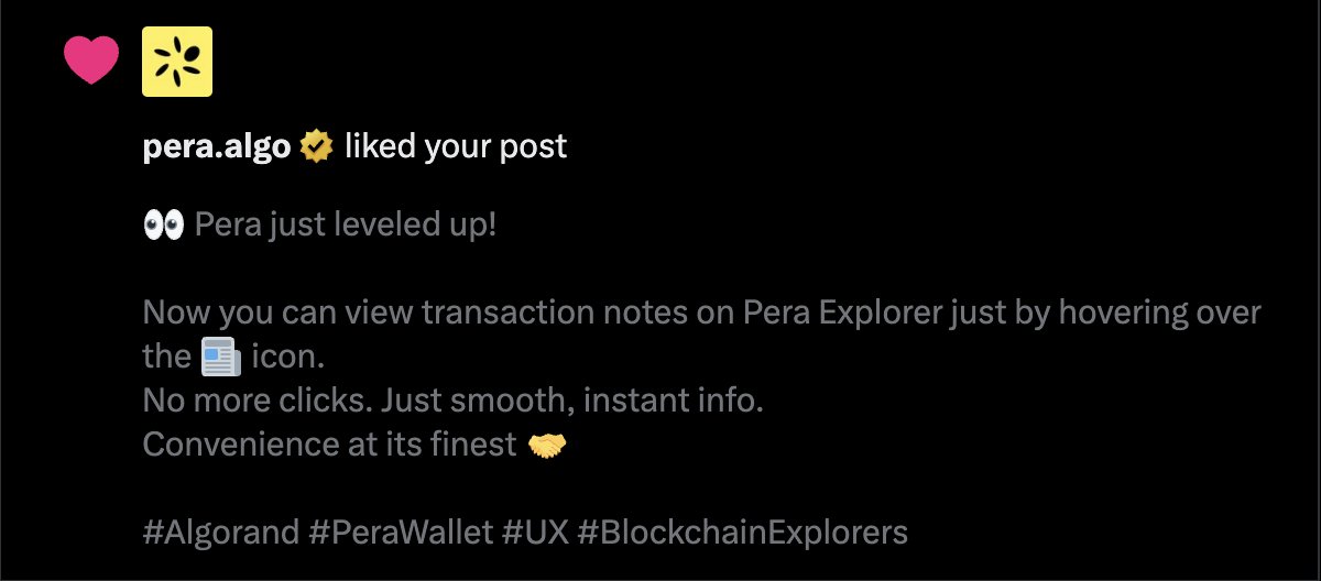 Cryptoss001's tweet image. Shoutout to @pera.algo for the like! 💛

#Algorand #PeraWallet #BlockchainExplorers #CryptoUX #AlgoFam #NoClickFlex