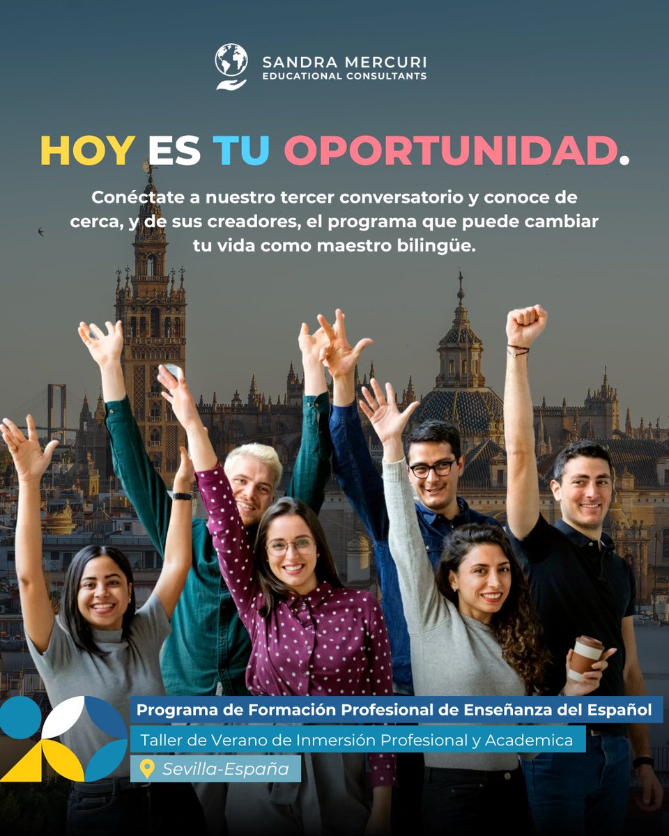 Today’s the day. Discover how an immersion experience in Seville can transform your teaching practice and open new doors for bilingual educators. Join us and hear directly from the program creators.

🔗 Register: forms.gle/HzoaJVp1KHghHr…
🌐 Zoom: us06web.zoom.us/j/84469129915?…