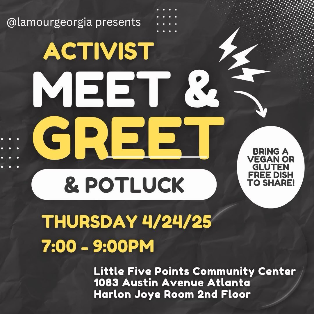 ATLMosaic's tweet photo. Come check out this Activist Meet &amp; Greet sponsored by Lamour Georgua tonight at 7 at the Little Five Points Community Center!
#AtlantaGA #atlanta #mosaicatlanta #littlefivepoints
#stopcopcity #FreePalestine https://t.co/wYJ1EGM7Qz