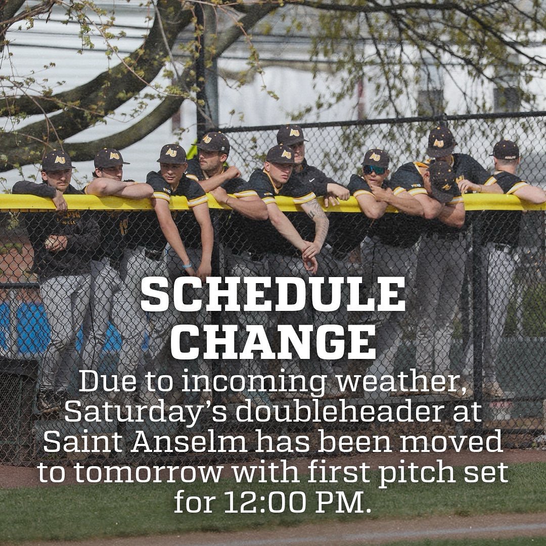 AdelphiBaseball's tweet image. 🚨Schedule Change🚨
Our doubleheader against @stahawks has been moved up to tomorrow‼️