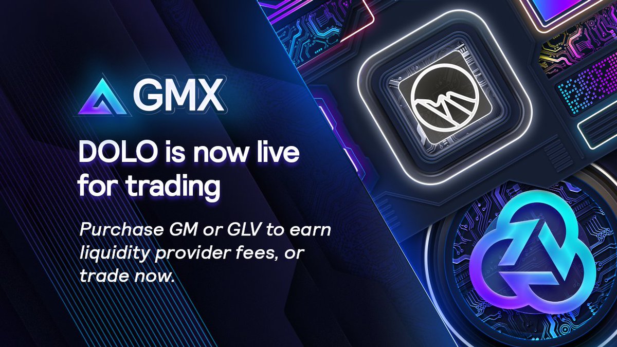GMX π« (@gmx_io) on Twitter photo GMX is proud to announce the primary Perp DEX listing of:
πΈ DOLO/USD from <a href="/Dolomite_io/">Dolomite ποΈ</a>
Trade perps for the just-launched DOLO token directly from your wallet, and enjoy self-custody, high margin if desired, and fast onchain execution on @Arbitrum.
$DOLO
1/4 GMX is proud to announce the primary Perp DEX listing of:
πΈ DOLO/USD from <a href="/Dolomite_io/">Dolomite ποΈ</a>
Trade perps for the just-launched DOLO token directly from your wallet, and enjoy self-custody, high margin if desired, and fast onchain execution on @Arbitrum.
$DOLO
1/4