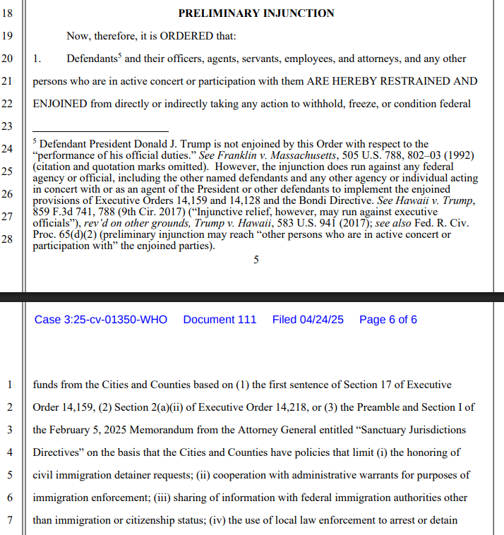 EricLDaugh's tweet image. 🚨 #BREAKING: Obama federal Judge William Orrick stops Trump from defunding sanctuary cities, which harbor and protect illegal aliens.
Yet again, a single leftist judge is dictating policy.
Specifically, protecting jurisdictions who harbor illegal alien invaders.
It must end.