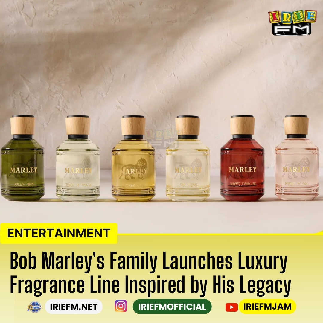 Introducing Marley Fragrances! 🌺 Six luxury scents inspired by Bob Marley’s legacy. Retailing at marleyfragrance.com.

 #IrieFM #DH #MoodEnhancing #BobMarleyLegacy #MarleyFragrances #CedellaMarley #ScentOfJamaica