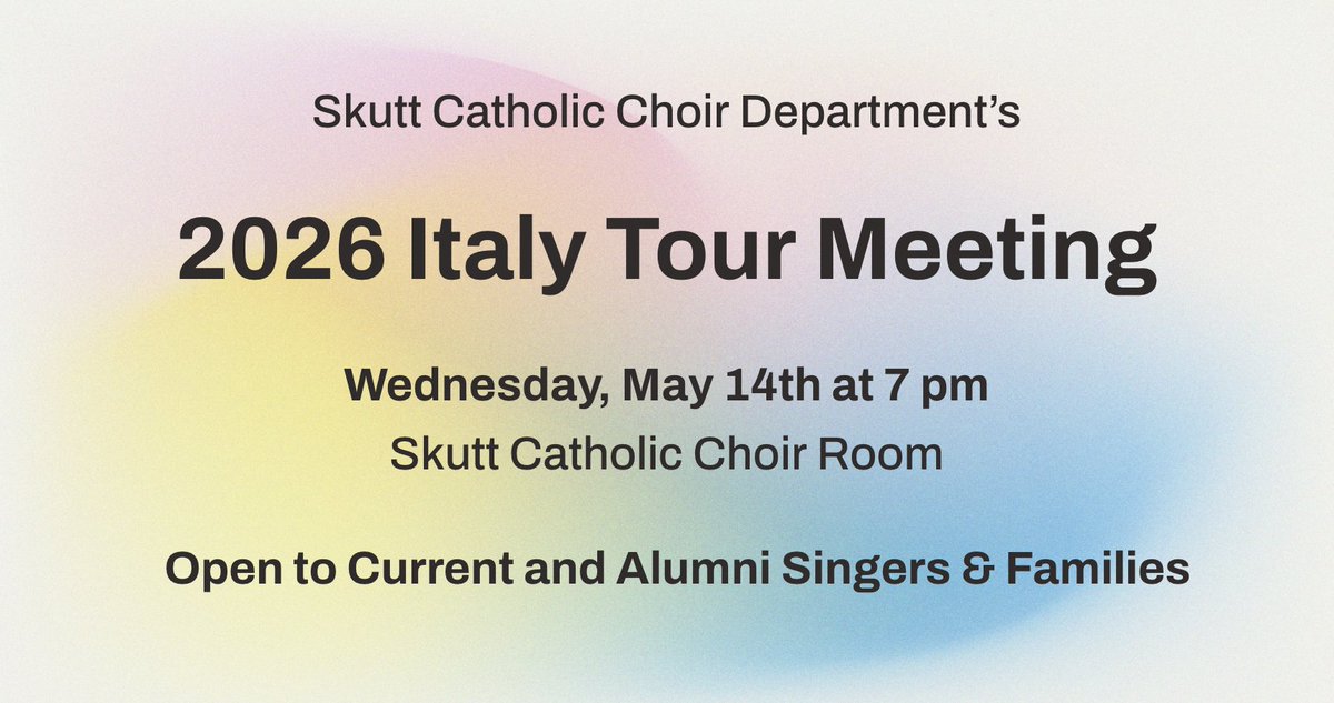 Our choirs are heading back to perform in Italy in 2026.  This is an amazing opportunity to spend June 1-10, 2026 touring the great cities and sites of Italy. We don't want anyone to miss out!

Have an 8th grader who is going to be singing at Skutt? They are eligible as well!