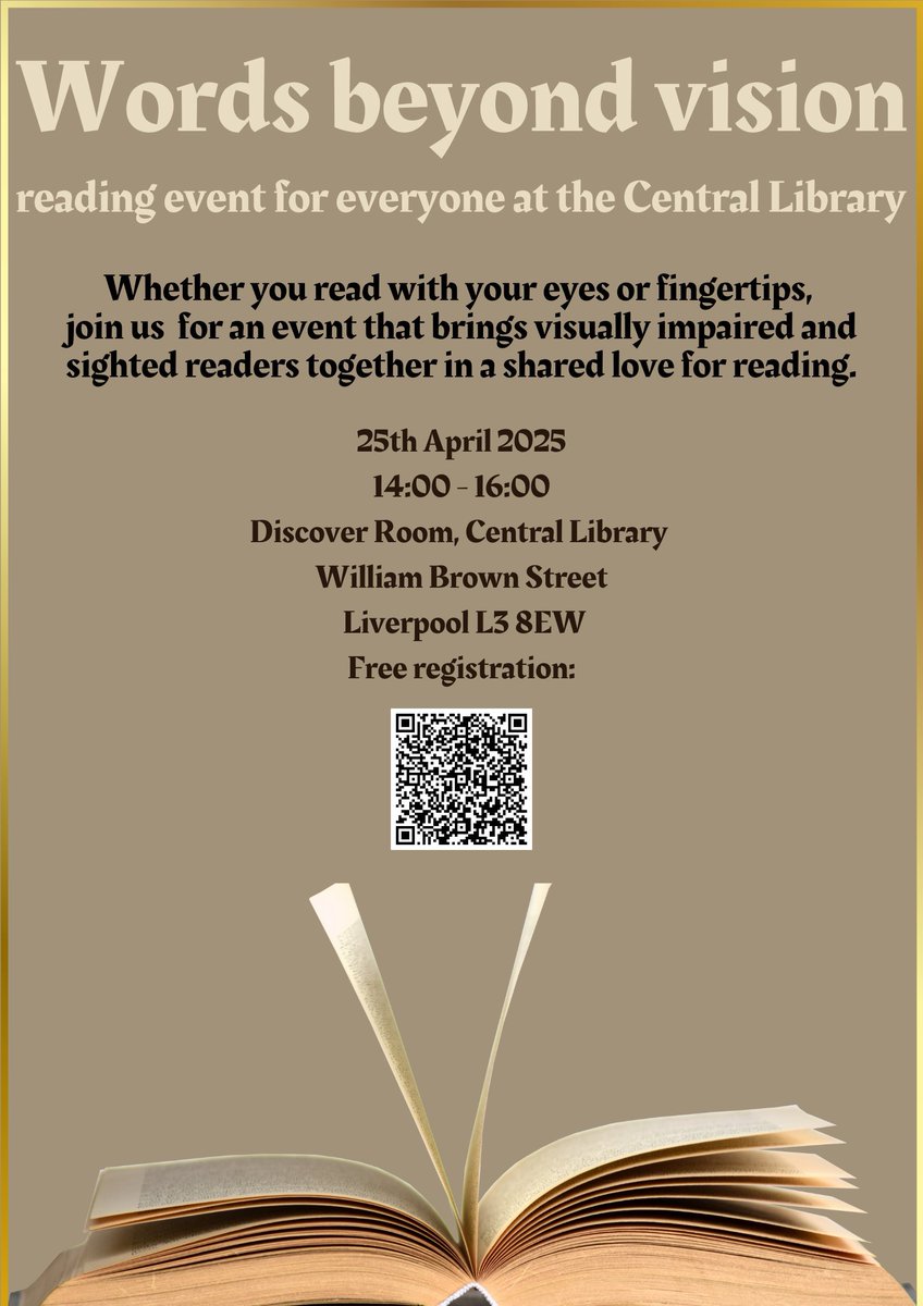 Liverpool Neuroscience Group (BlueSky @lng.org.uk) (@lneuroscience) on Twitter photo On Friday 25th April, kicking off the reading theme for #BNA2025, in advance of the Queen's Reading Room events, join <a href="/SliwinskaM/">Magdalena Sliwinska</a> at the Central Library (<a href="/Liverpoollib/">Liverpool Libraries and Information Services</a>) for Words Beyond Vision - 2-4pm.
An inclusive event celebrating all types of reading
lng.org.uk/byob-read On Friday 25th April, kicking off the reading theme for #BNA2025, in advance of the Queen's Reading Room events, join <a href="/SliwinskaM/">Magdalena Sliwinska</a> at the Central Library (<a href="/Liverpoollib/">Liverpool Libraries and Information Services</a>) for Words Beyond Vision - 2-4pm.
An inclusive event celebrating all types of reading
lng.org.uk/byob-read