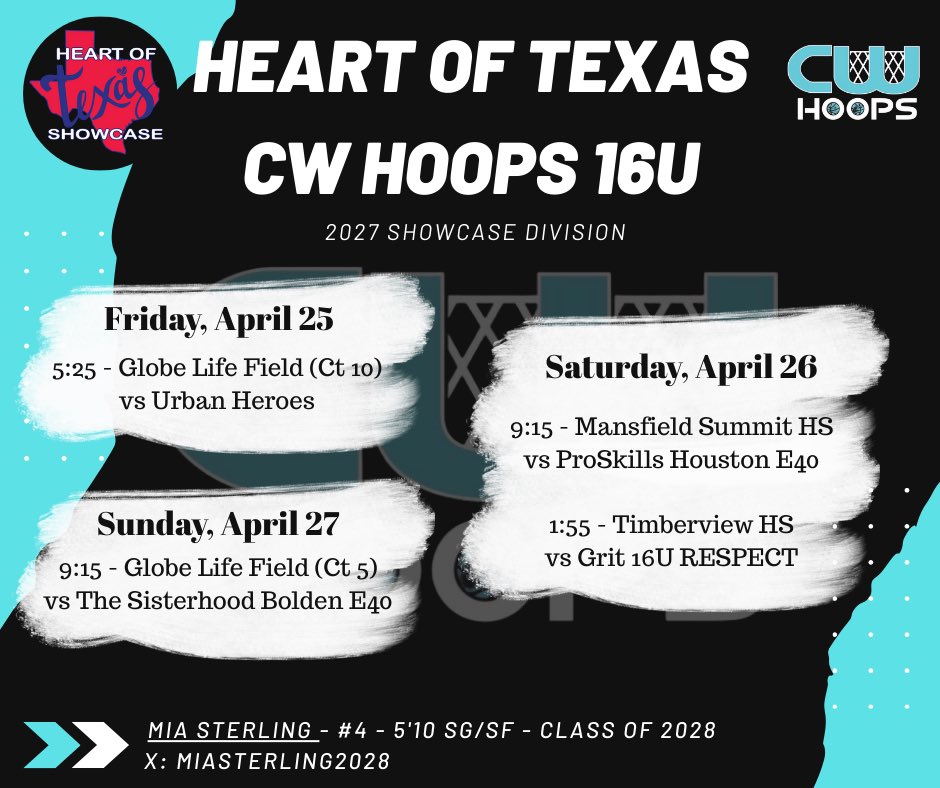 MiaSterling2028 (@miasterling2028) on Twitter photo Excited to compete this weekend with my team. Come check us out!
<a href="/CWHOOPSAAU/">CWHOOPSAAU</a> <a href="/TXHSGBB/">#TXHSGBB—TXHSGBB.com</a> <a href="/PGHTexas/">Prep Girls Hoops Texas</a> <a href="/PrepGirlsHoops/">Prep Girls Hoops 🏀</a> <a href="/girlzprepreport/">Girlz Prep Report</a> <a href="/BCLadyCards/">BC Lady Cardinals Basketball</a> <a href="/HoopsSterling/">Coach Sterling</a> Excited to compete this weekend with my team. Come check us out!
<a href="/CWHOOPSAAU/">CWHOOPSAAU</a> <a href="/TXHSGBB/">#TXHSGBB—TXHSGBB.com</a> <a href="/PGHTexas/">Prep Girls Hoops Texas</a> <a href="/PrepGirlsHoops/">Prep Girls Hoops 🏀</a> <a href="/girlzprepreport/">Girlz Prep Report</a> <a href="/BCLadyCards/">BC Lady Cardinals Basketball</a> <a href="/HoopsSterling/">Coach Sterling</a>