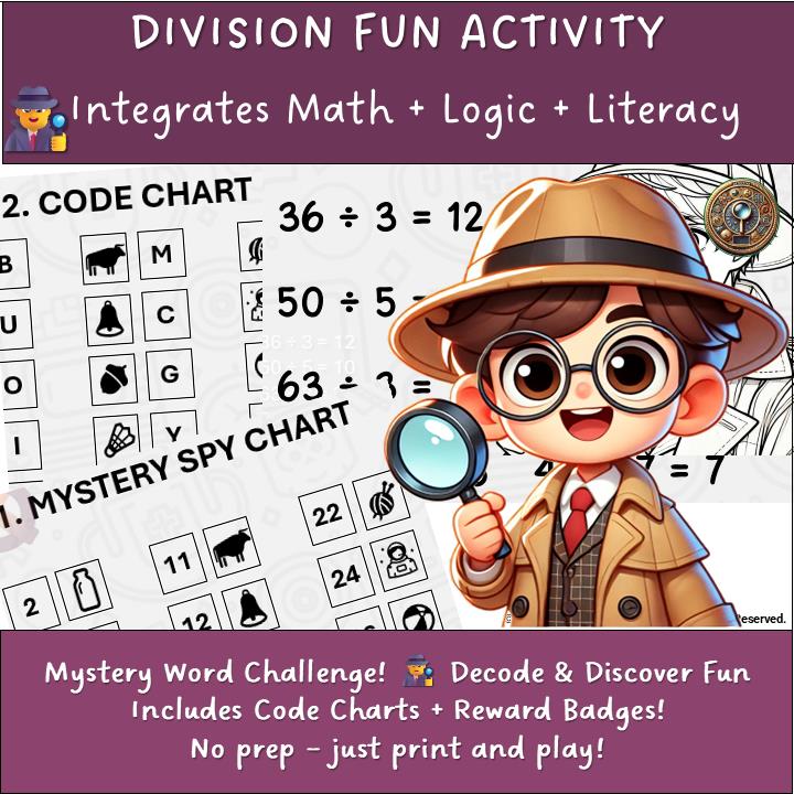 Teachiquo_'s tweet image. Make division magical with this fun mystery decoding activity! Students solve division problems to reveal mystery words using icons & letter charts. A perfect mix of math, logic & spy fun—includes reward badges!
#TPTMath #MathResources #TPTStore #TPT