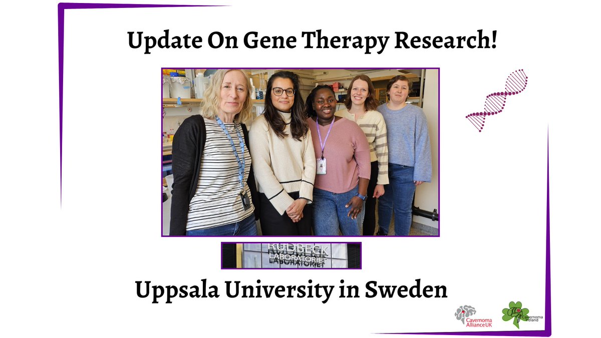 CavernomaIreland (@cavernomaire) on Twitter photo 📢Update on the 'Gene Therapy' Research
Last week Dr Raj Karda & Dr Ellie Chilcott from UCL went to Uppsala University in Sweden to begin delivering their proof of concept gene therapy to a mouse model of cavernoma.
More info about research 👉cavernomaireland.ie/research#gene-…
<a href="/UCL_IfWH/">UCL EGA Institute for Women's Health</a> 📢Update on the 'Gene Therapy' Research
Last week Dr Raj Karda & Dr Ellie Chilcott from UCL went to Uppsala University in Sweden to begin delivering their proof of concept gene therapy to a mouse model of cavernoma.
More info about research 👉cavernomaireland.ie/research#gene-…
<a href="/UCL_IfWH/">UCL EGA Institute for Women's Health</a>