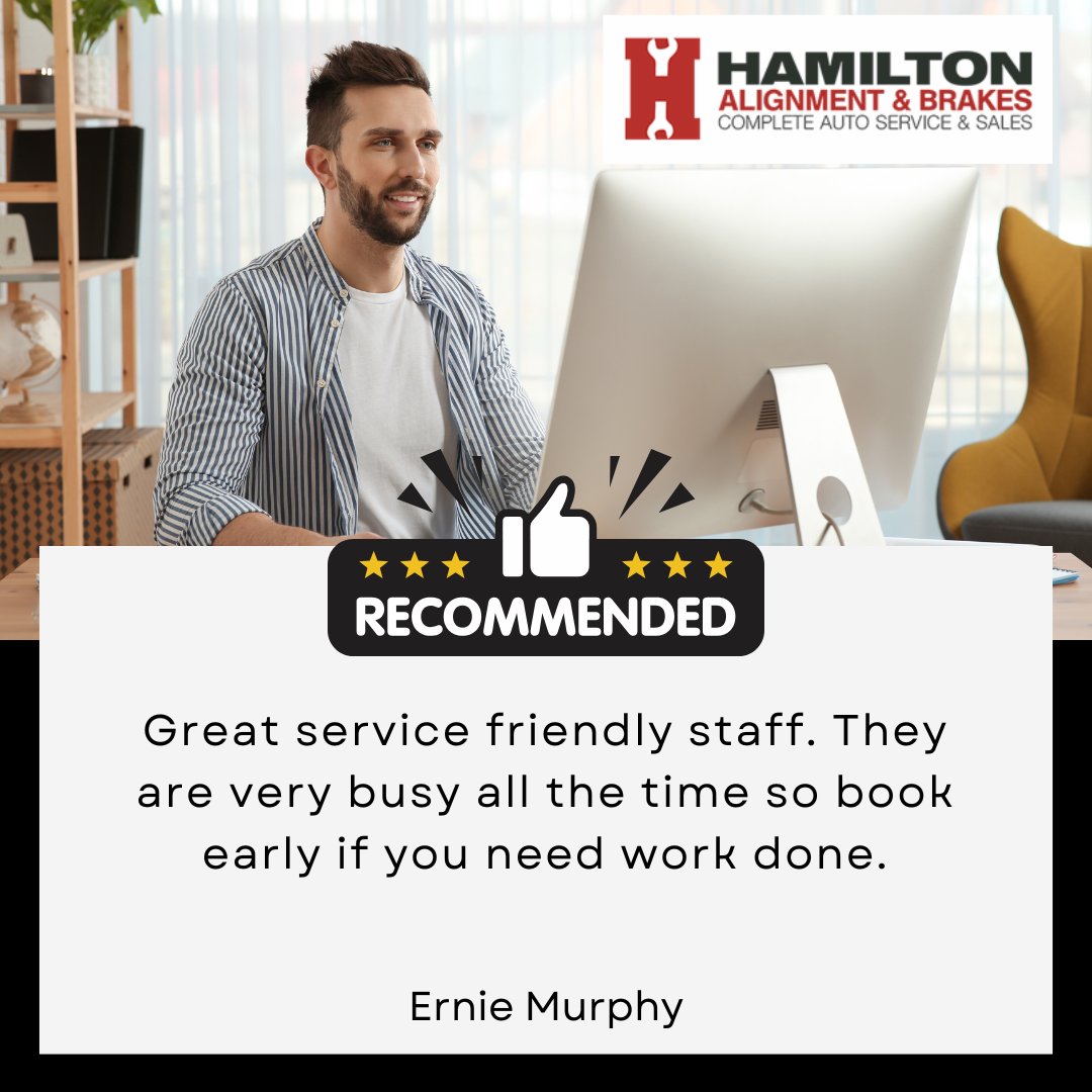 🌟 Thank you, Ernie, for your awesome review!
We're delighted to hear you enjoyed our great service and friendly staff. As Ernie mentioned, we're in high demand—so be sure to book early if you need work done!
📞 Call us today at (905) 549-7665
 🌐 Visit: bit.ly/2XveYBj