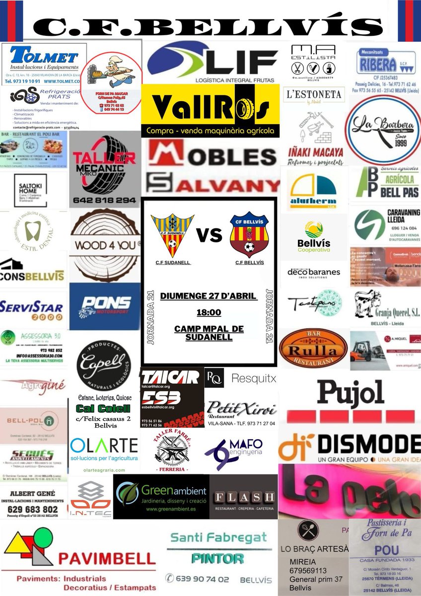 Club Futbol Bellvís (@cfbellvis) on Twitter photo 🆕 Diumenge partit clau per l’ascens! 🔑
<a href="/SudanellCF/">Sudanell CF</a> - CF Bellvís
A les 6 de la tarda a Sudanell!
Us hi esperem! 🧣 🆕 Diumenge partit clau per l’ascens! 🔑
<a href="/SudanellCF/">Sudanell CF</a> - CF Bellvís
A les 6 de la tarda a Sudanell!
Us hi esperem! 🧣