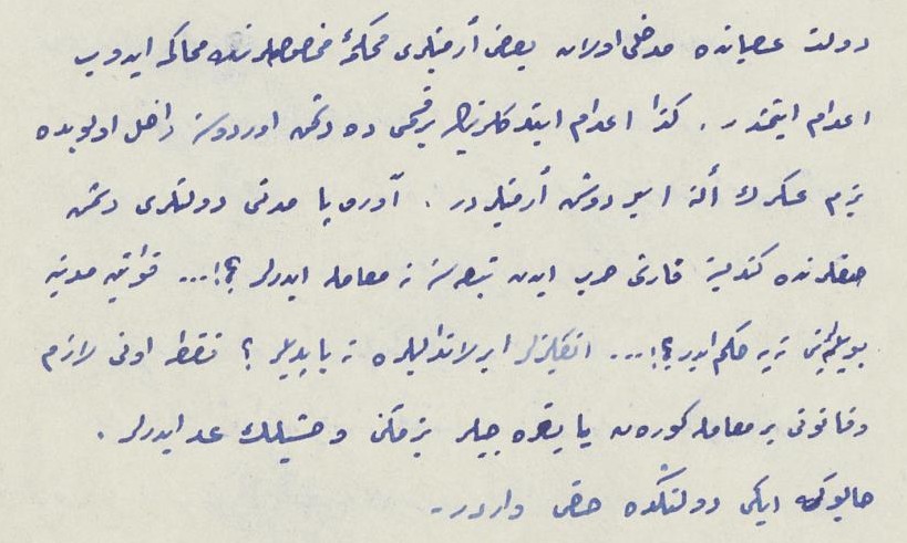 Devlet isyanda medhali olan bazı Ermenileri mahkeme-i mahsuslarında muhakeme edip idam etmiştir. Keza idam ettiklerinin bir kısmı da düşman ordusuna dâhil olup da bizim askerin eline esir düşen Ermenilerdir. Avrupa medenî devletleri düşman saflarında kendine karşı harb eden