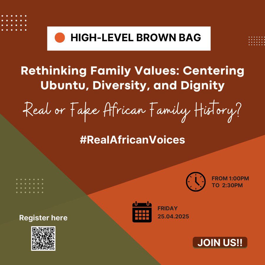 You’re invited to join us tomorrow from 1–2:30 PM for a powerful conversation: Rethinking “Family Values” What happens when we center Ubuntu, Diversity &amp; Dignity? 
Let’s unpack the myth of the so-called ‘African family.’

#RealAfricanValues
#BanForeignHate
#ZamaraVoices