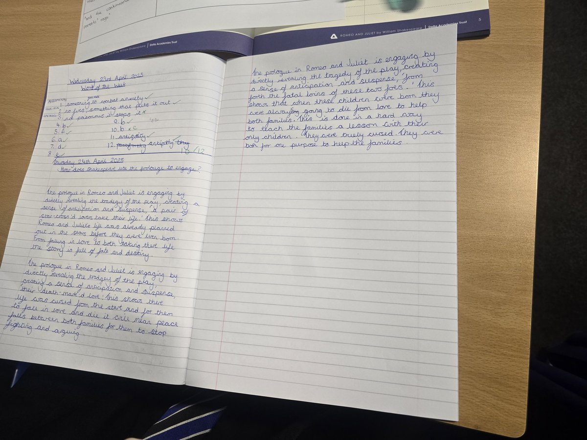 "Two households, both alike in dignity..." Year 9 were enjoying their first lessons exploring the opening of Romeo and Juliet this morning! 🎭 #English #Learning #RomeoandJuliet #ProudofDarton