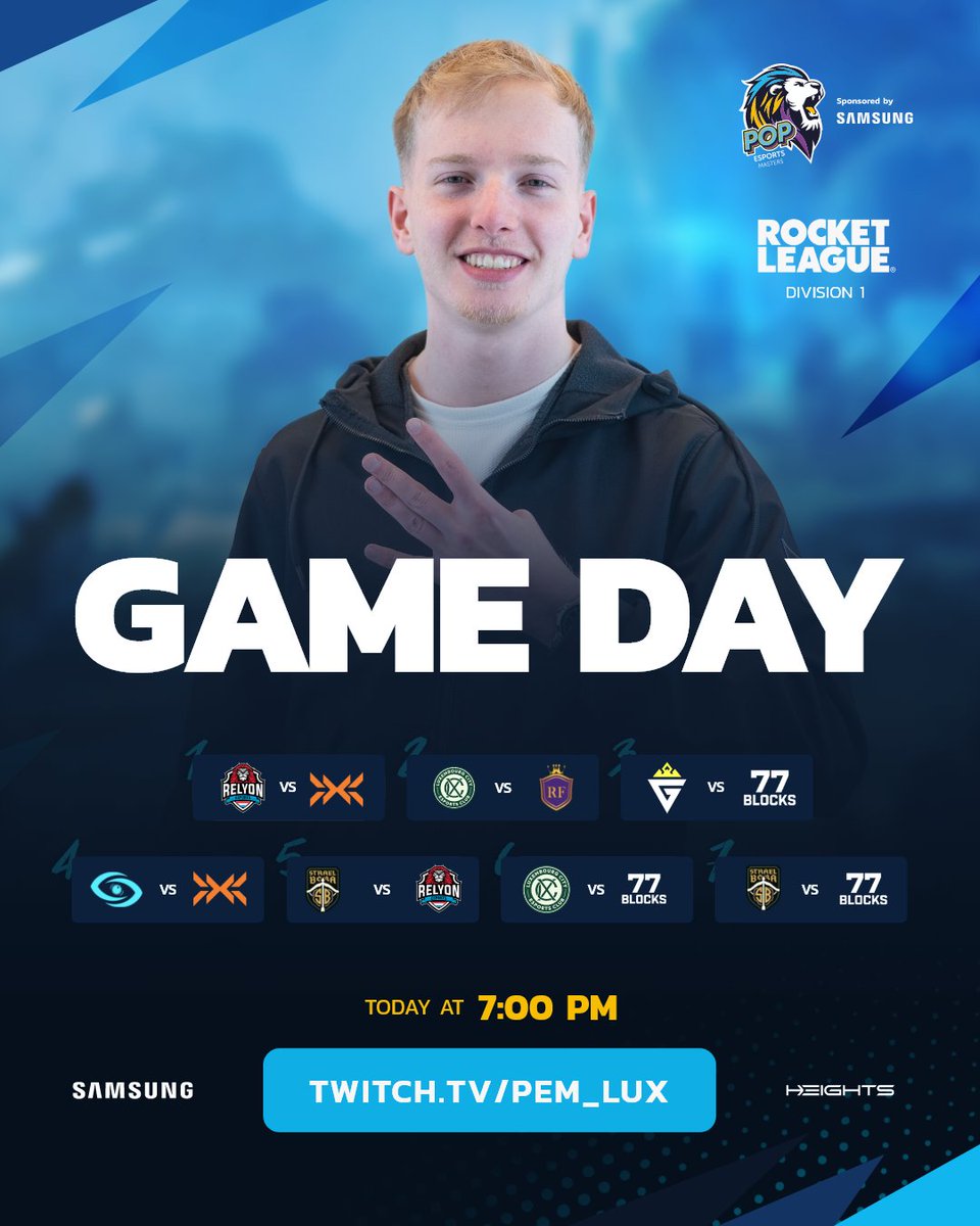 POP Esports Masters (@pem_lux) on Twitter photo 🇬🇧 Championship Day 2!
Tonight on Twitch. IT’S GONNA BE CRAZY! 🔥🔥🔥
⏰ Join us at 7:00 PM!
🔗 Twitch.tv/pem_lux
On stream:
⚡️ <a href="/RelyOnEsports/">RelyOnEsports</a> vs <a href="/GONXTGG/">NXT</a>
⚡️ <a href="/lxcityesports/">Luxembourg City Esports Club</a> vs <a href="/RoyalFamilyLu/">Royal Family eSports</a>
⚡️ <a href="/godalions/">Godalions</a> vs <a href="/77Blocks/">77Blocks</a>
⚡️ <a href="/SentientEsport/">Sentient Esports</a> vs <a href="/GONXTGG/">NXT</a>
⚡️ <a href="/StraelBoraSB/">Strael-Bora</a> vs 🇬🇧 Championship Day 2!
Tonight on Twitch. IT’S GONNA BE CRAZY! 🔥🔥🔥
⏰ Join us at 7:00 PM!
🔗 Twitch.tv/pem_lux
On stream:
⚡️ <a href="/RelyOnEsports/">RelyOnEsports</a> vs <a href="/GONXTGG/">NXT</a>
⚡️ <a href="/lxcityesports/">Luxembourg City Esports Club</a> vs <a href="/RoyalFamilyLu/">Royal Family eSports</a>
⚡️ <a href="/godalions/">Godalions</a> vs <a href="/77Blocks/">77Blocks</a>
⚡️ <a href="/SentientEsport/">Sentient Esports</a> vs <a href="/GONXTGG/">NXT</a>
⚡️ <a href="/StraelBoraSB/">Strael-Bora</a> vs