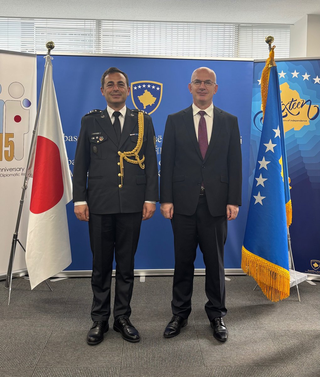 KosovoinJapan's tweet photo. The Embassy is pleased to announce that LTC Beton Retkoceri has officially assumed his role as the Defense Attaché of the Republic of Kosova in Japan. This appointment marks an important milestone in our continued partnership. Ambassador Kiçmari wished him great success. https://t.co/MZNn1ZqIL4