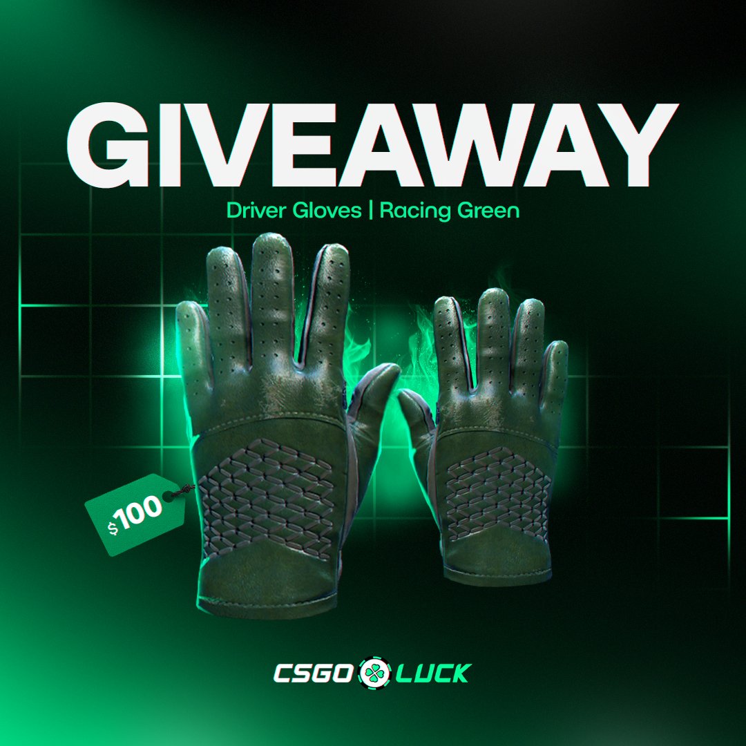 CSGO / CS2 Driver Gloves Racing Green Giveaway (~$100) 🎁

✅ Follow <a href="/officialcsluck/">CSGOLuck.com</a> &amp; <a href="/vloot_io/">vLoot.io</a>
✅ Like, Retweet and Tag 1 friend

Winner drawn in 10 days, good luck 🥰