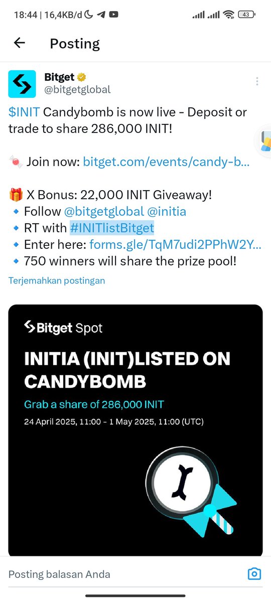 fauziah2210's tweet photo. Go go
#INITlistBitget
@diorvici266
@VinaKartika21
@eth_atkn https://t.co/D3ZmdWoIhh