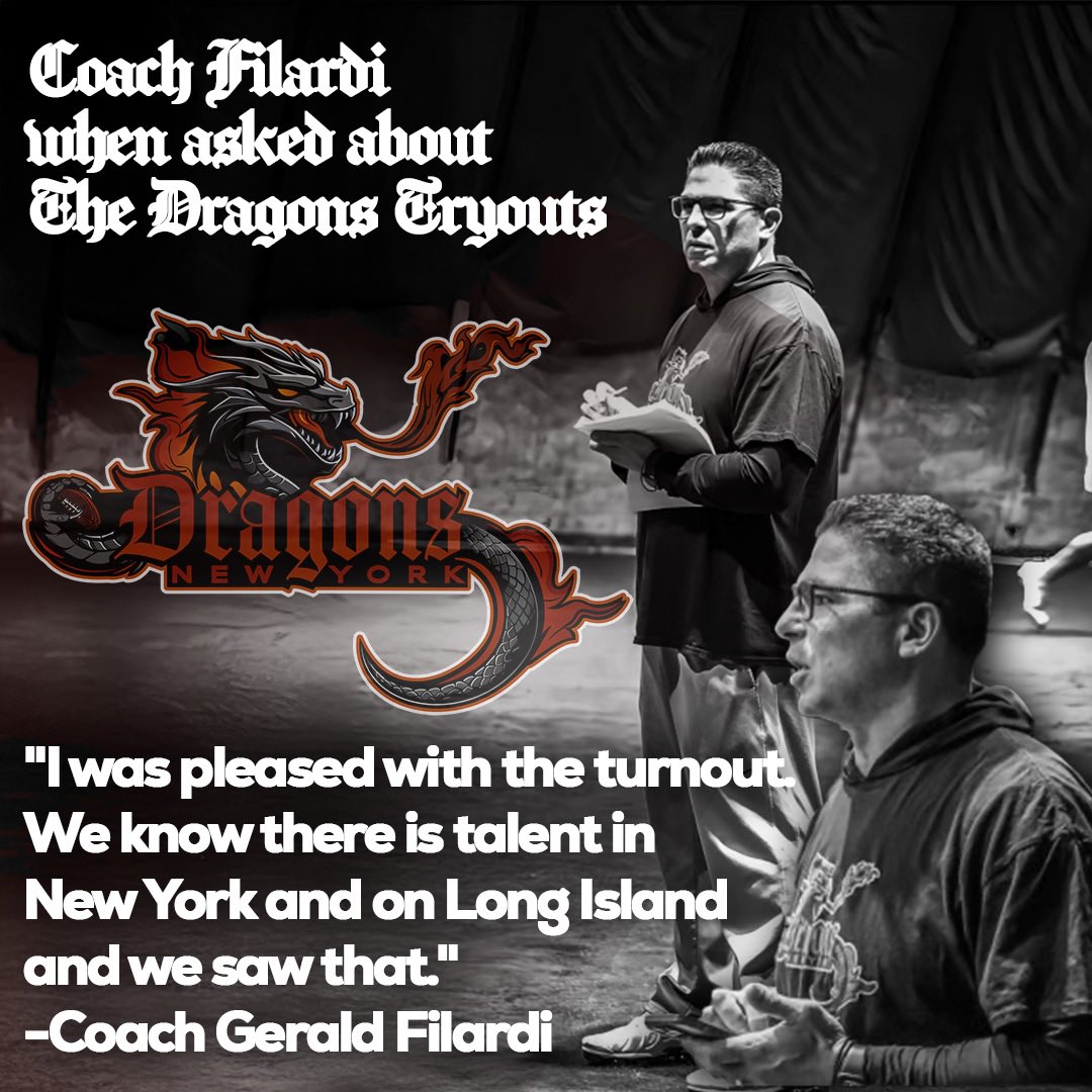 Peter Schwartz (@schwartzsports) on Twitter photo After two days of tryouts, <a href="/NYDragonsFB/">New York Dragons</a> Head Coach <a href="/GeraldFilardi47/">Gerald Filardi</a> is putting together our training camp roster! Stay tuned for player announcements! #FireBreathingFootball #NYDragons π₯ππ After two days of tryouts, <a href="/NYDragonsFB/">New York Dragons</a> Head Coach <a href="/GeraldFilardi47/">Gerald Filardi</a> is putting together our training camp roster! Stay tuned for player announcements! #FireBreathingFootball #NYDragons π₯ππ