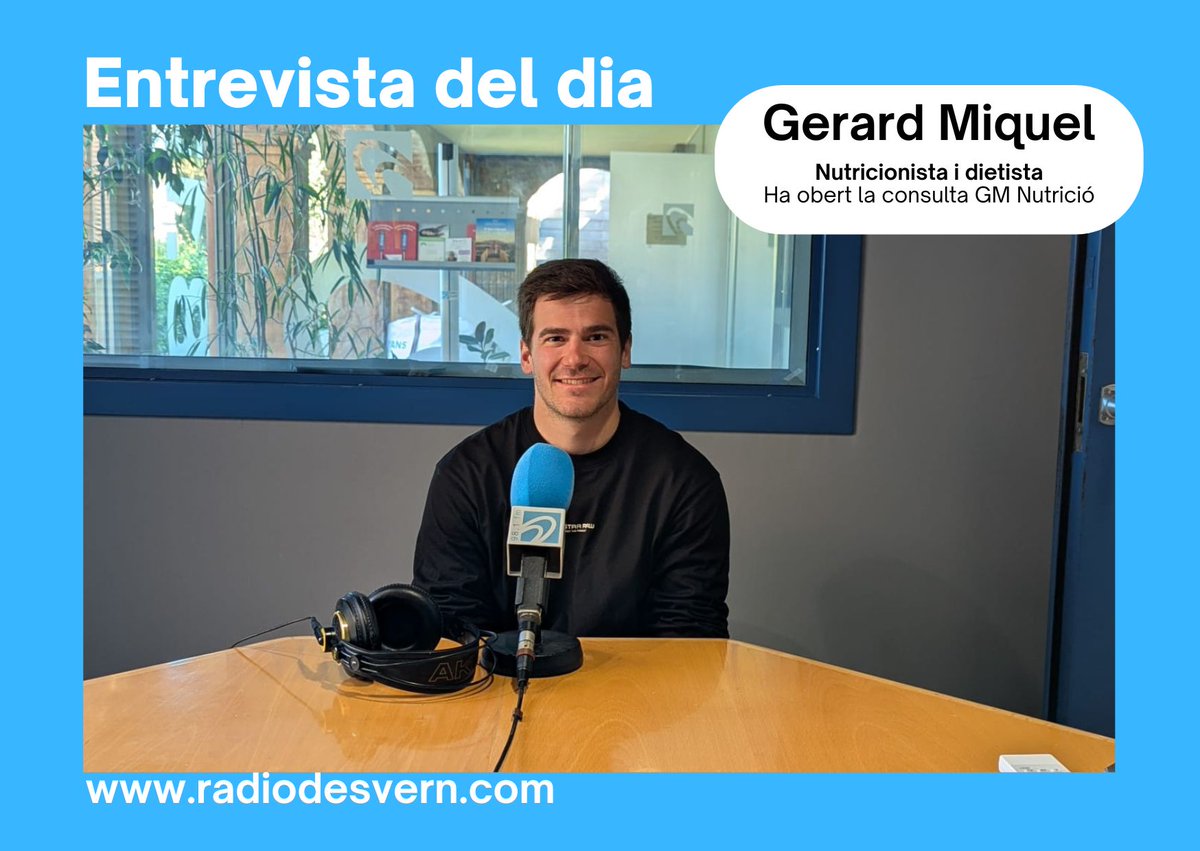 🎙️#RadioDesvern-Entrevista a Gerard Miquel, nutricionista que acaba d'obrir consulta a #SantJust

🗨️"Estudio cada cas de manera individual i després faig la intervenció nutricional [...]Tenir una bona alimentació són els hàbits de cada dia"

🎧ENTREVISTA: 
radiodesvern.com/programs/entre…