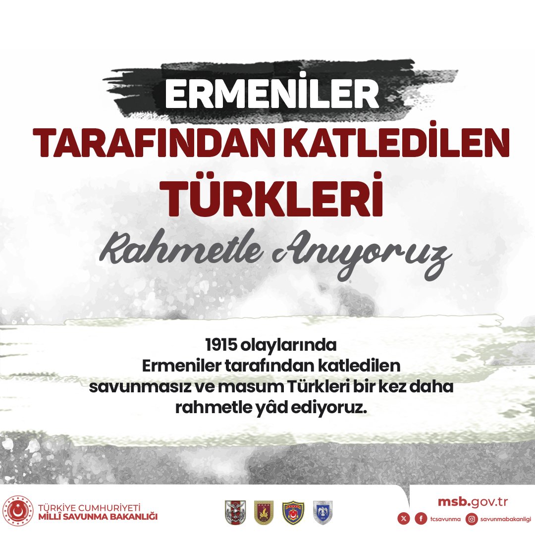 DailyTurkic's tweet photo. Turkish Ministry of Defense: 

"We commemorate the innocent Turks who were brutally massacred by Armenians during the 1915 Events." https://t.co/SxDKgbqZ5k