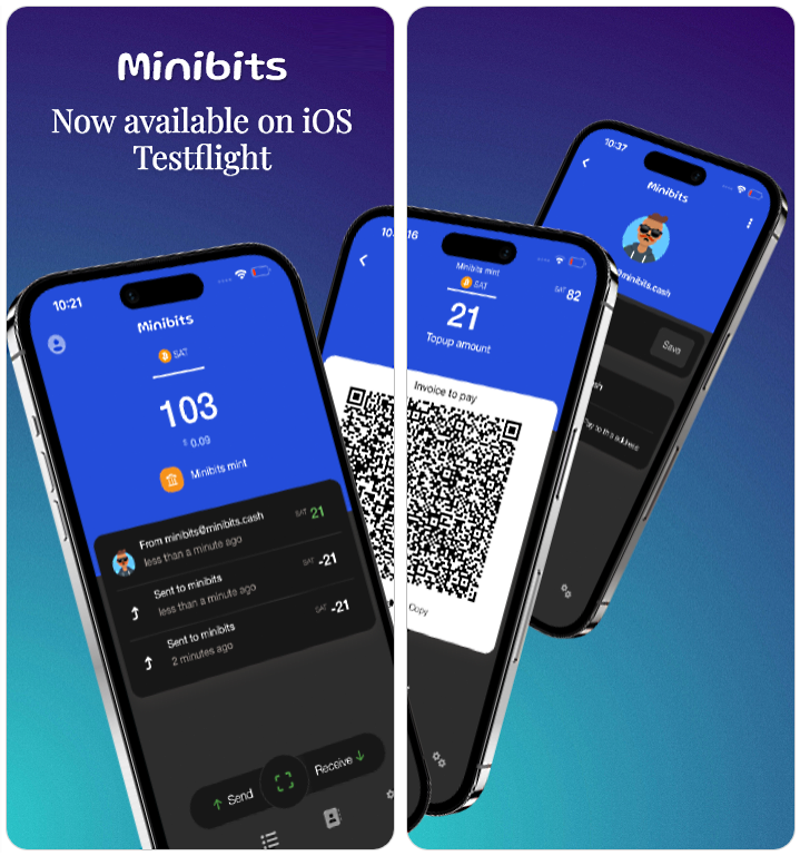 Minibits is an ecash and Lightning wallet exploring how ₿-backed ecash can enable instant, cheap, and private value transfer.

Now, nearly 2 years since the first line of code, Minibits is expanding to iOS! Join the TestFlight:

testflight.apple.com/join/defJQgTD