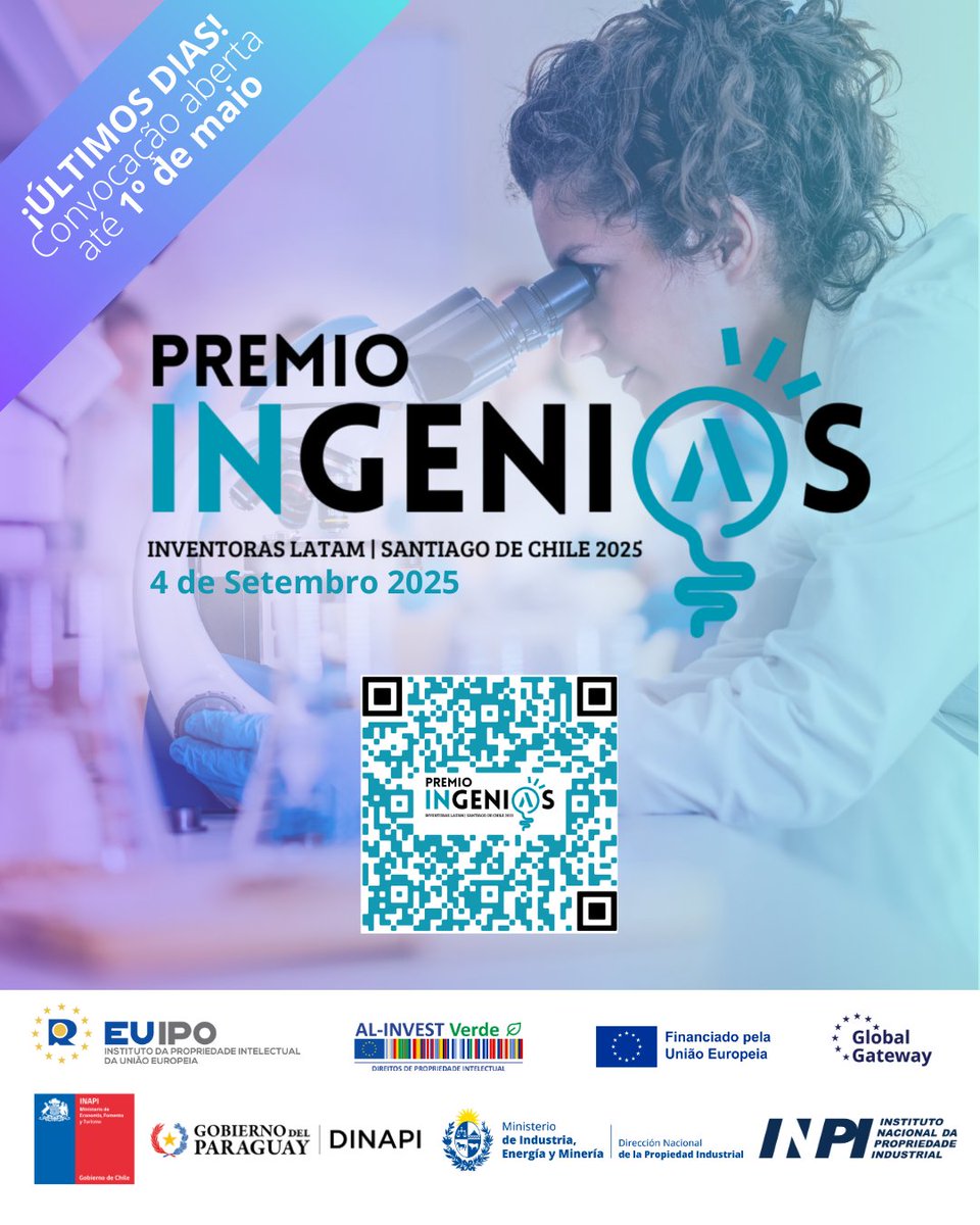 🔍¿Sabías que las mujeres inventoras representaron solo el 21% de todos los inventores inscritos en América Latina y el Caribe entre 2016-2020?📊

Queremos cambiar esa realidad y dar visibilidad a las mujeres innovadoras con el Premio Ingenias LATAM: 

👉internationalipcooperation.eu/es/alinvest-pi…