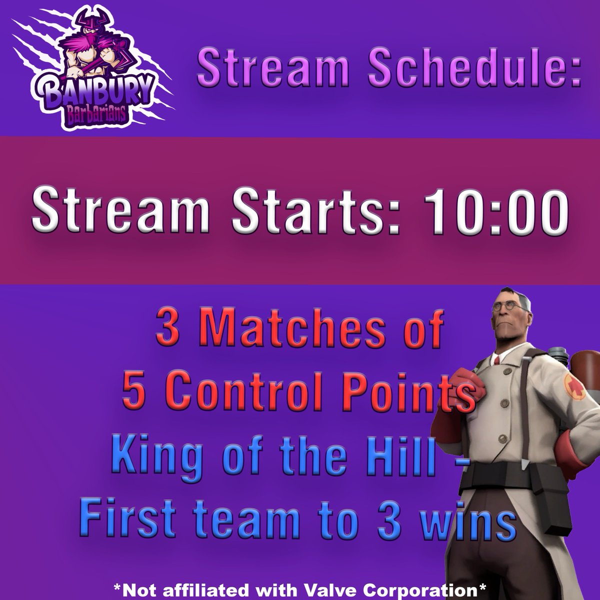 We would like to invite you to watch a Team Fortress 2 tournament hosted by our Level 3 students on the 29th of April from 10:00!

The event will be broadcasted live on our Twitch account:
twitch.tv/banburybarbari…