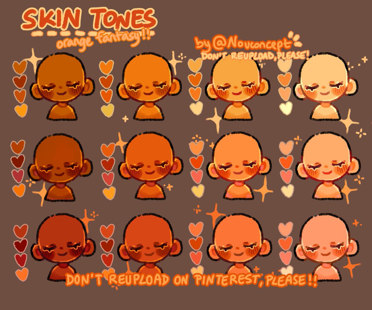 nouconcept's tweet photo. 🧡 orange fantasy skin tones! 🎨✨ these are mainly made for saturated palettes! https://t.co/cvC4m0B4o7
