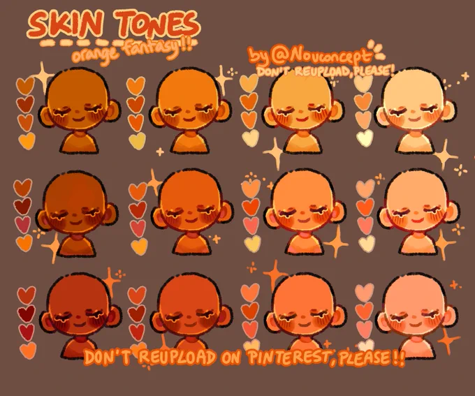 orange fantasy skin tones! these are mainly made for saturated palettes!