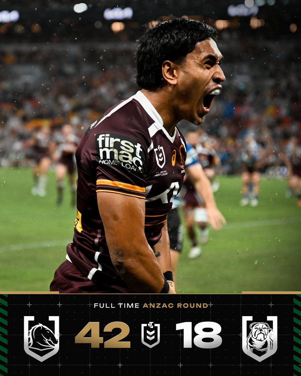 FULL TIME 🐴 

#NRLBroncosBulldogs