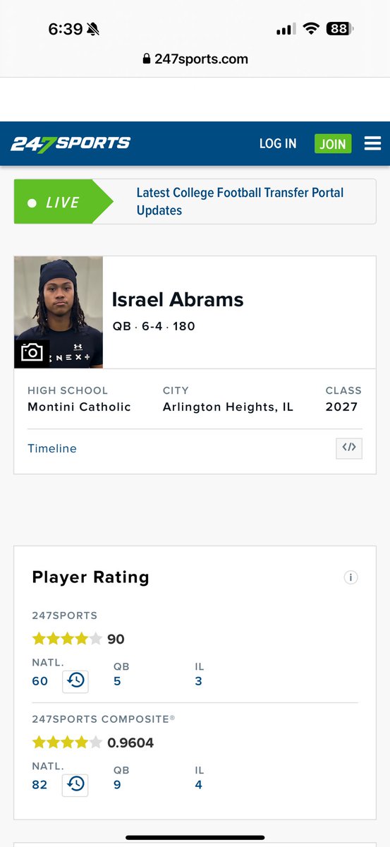 So grateful to receive 4⭐️ from <a href="/247Sports/">247Sports</a> I give God all the glory. #blessed 
<a href="/MontiniFootball/">Montini Football</a> <a href="/CoachHo/">Mike Hohensee</a> <a href="/AllenTrieu/">Allen Trieu</a> @GregSmithRiva <a href="/EDGYTIM/">Timothy “EDGYTIM” OHalloran</a> <a href="/Elite11/">Elite11</a> <a href="/_/">Why Hello There</a> <a href="/SWiltfong_/">Steve Wiltfong</a> <a href="/DeepDishFB/">DEEP DISH FOOTBALL</a> <a href="/BOOMfootball/">BOOM Football</a> <a href="/QBHitList/">QBHitList.com</a> <a href="/QBUselect/">QBU Select</a> <a href="/PlayBookAthlete/">PLAYBOOK ATHLETE</a> <a href="/scottybscout/">Scott Burgess</a> <a href="/PrepRedzoneIL/">Prep Redzone Illinois</a> @On3Recruits