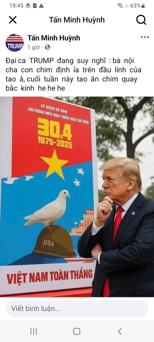 TnminhHunh5's tweet photo. Anh  TRUMP! https://t.co/LW9Qpcz9s1