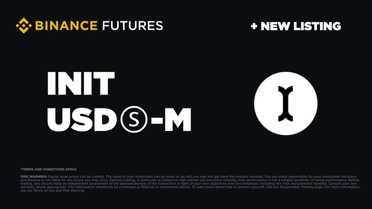 #Binance Futures will convert the USDⓈ-M $INIT Perpetual Contract pre-market trading to standard USDⓈ-M $INIT Perpetual Contract at 

🗓️April 24 2025, 11:00 (UTC)

Read more ➡️ binance.com/en/support/ann…